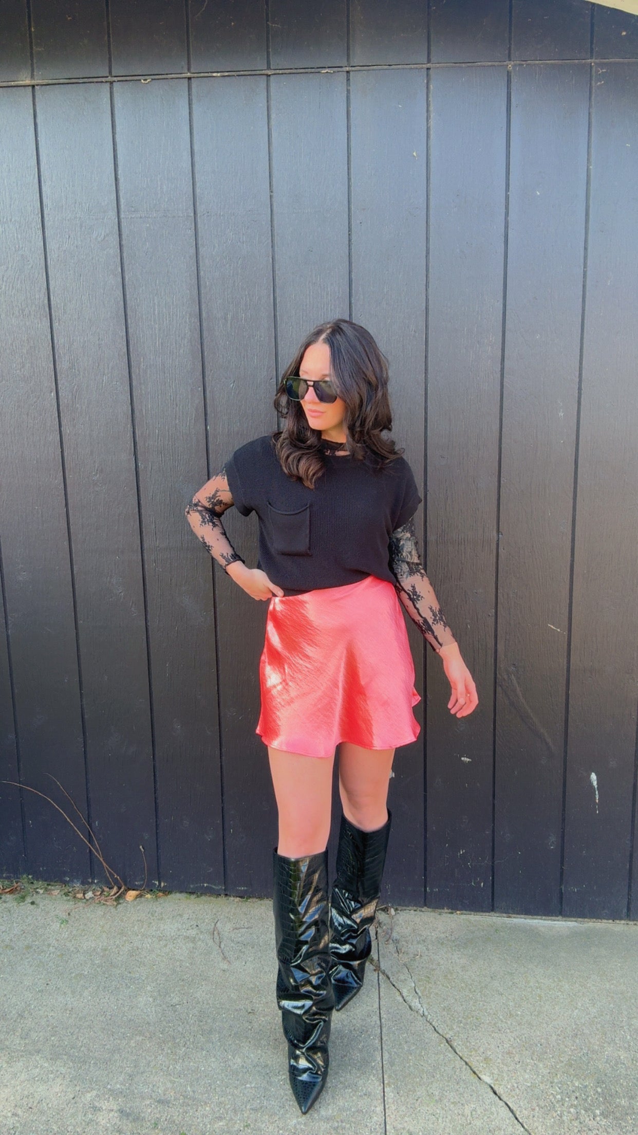 Ellie Skater Satin Mini Skirt