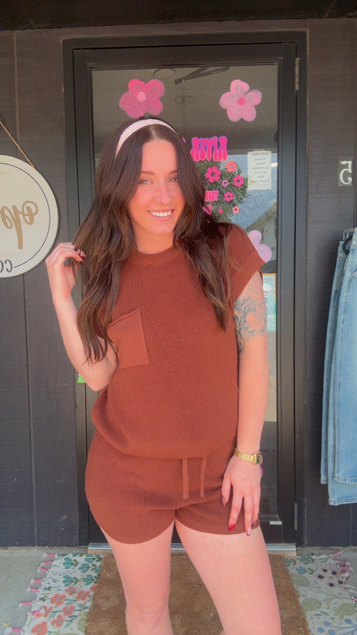 Kiara Short Sleeve Sweater & Shorts Set