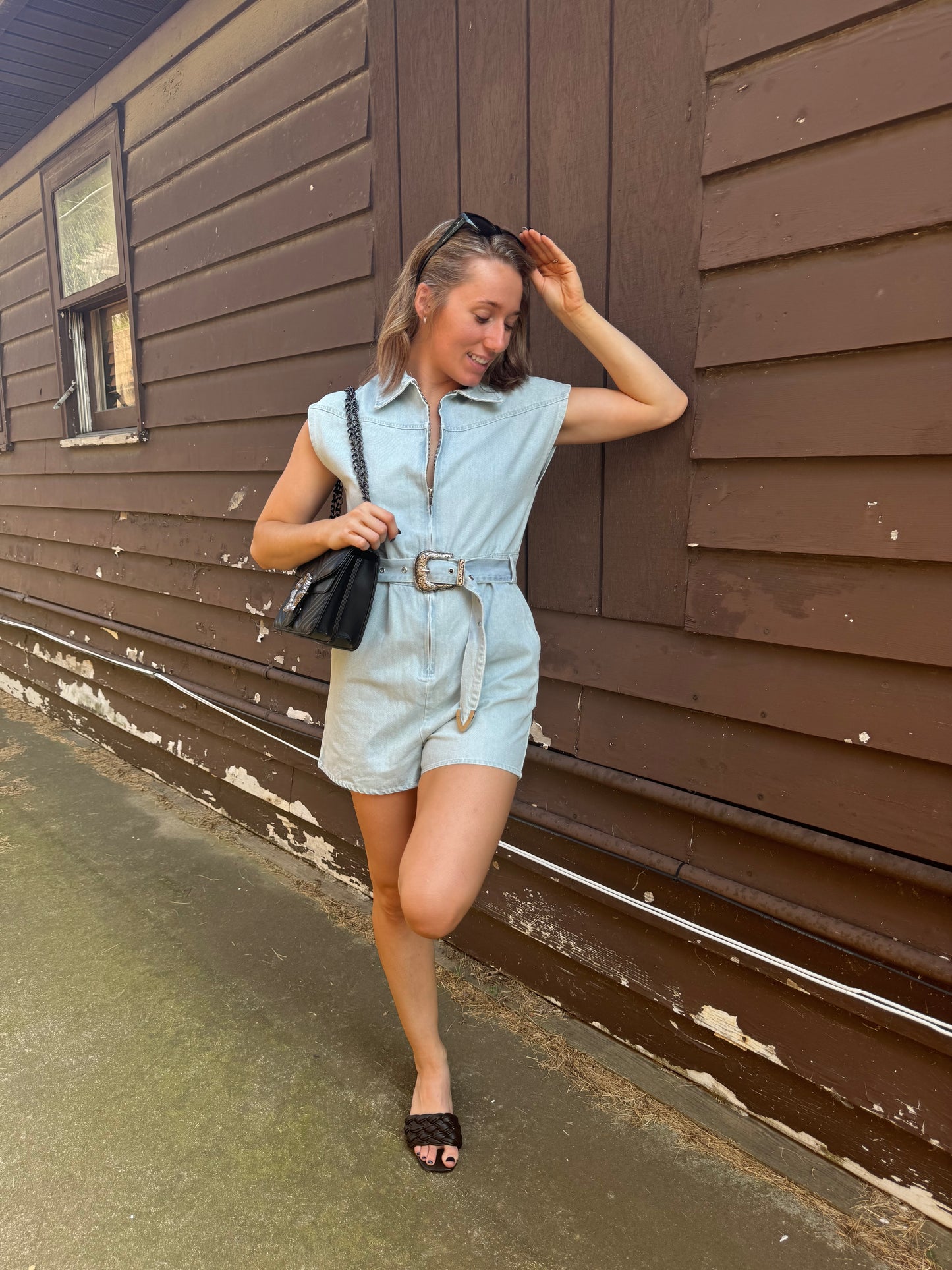 Zayla Zip-Up Belted Romper