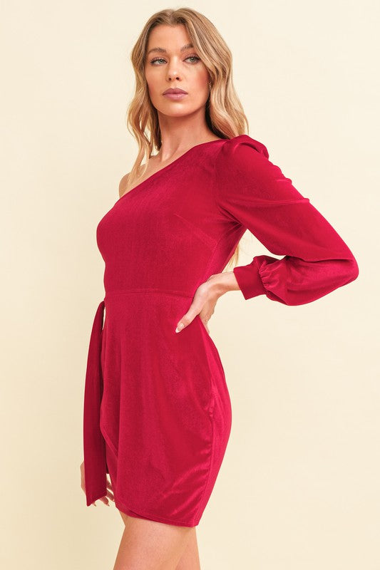 Velma Velvet One Shoulder Dress