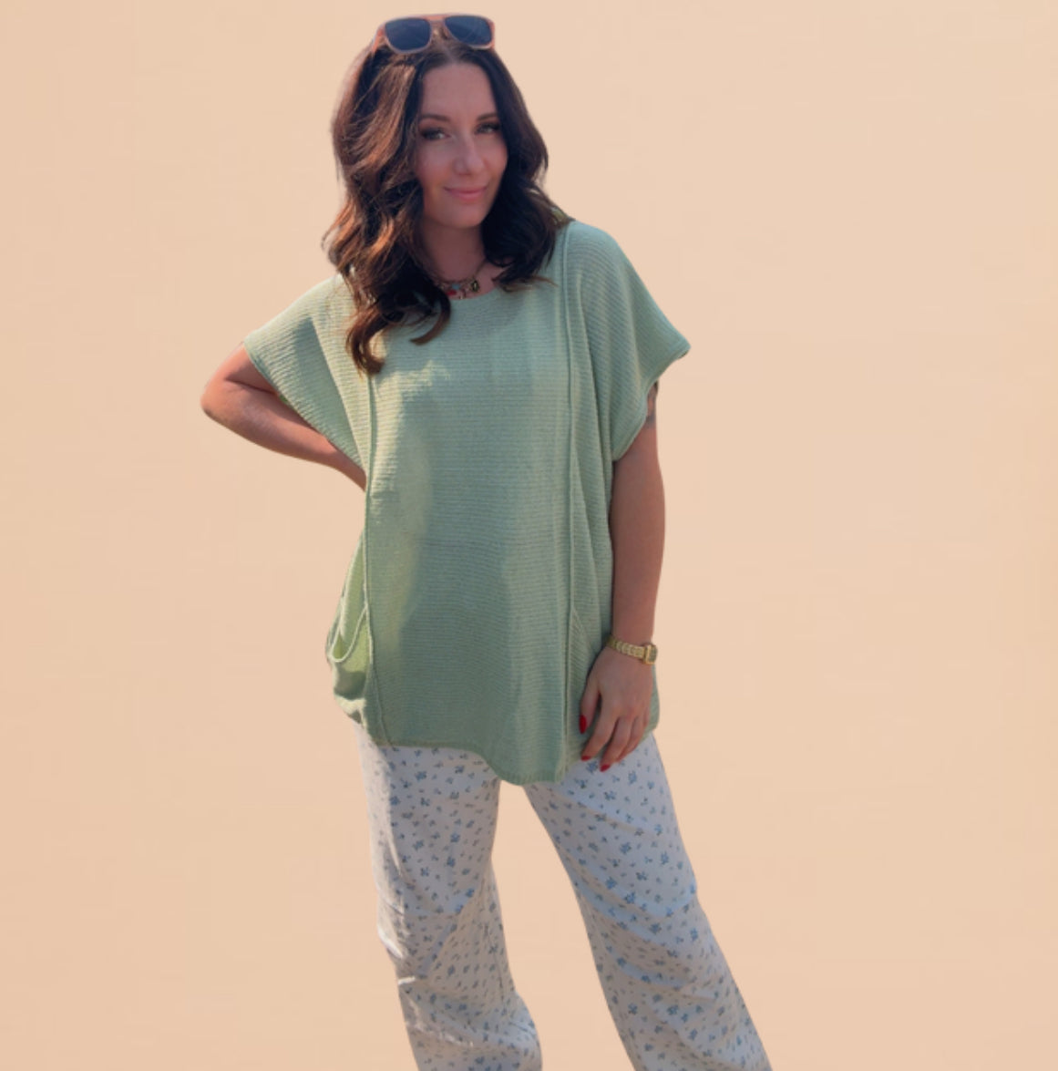 Jazzy Ribbed Knit Pocket Sweater