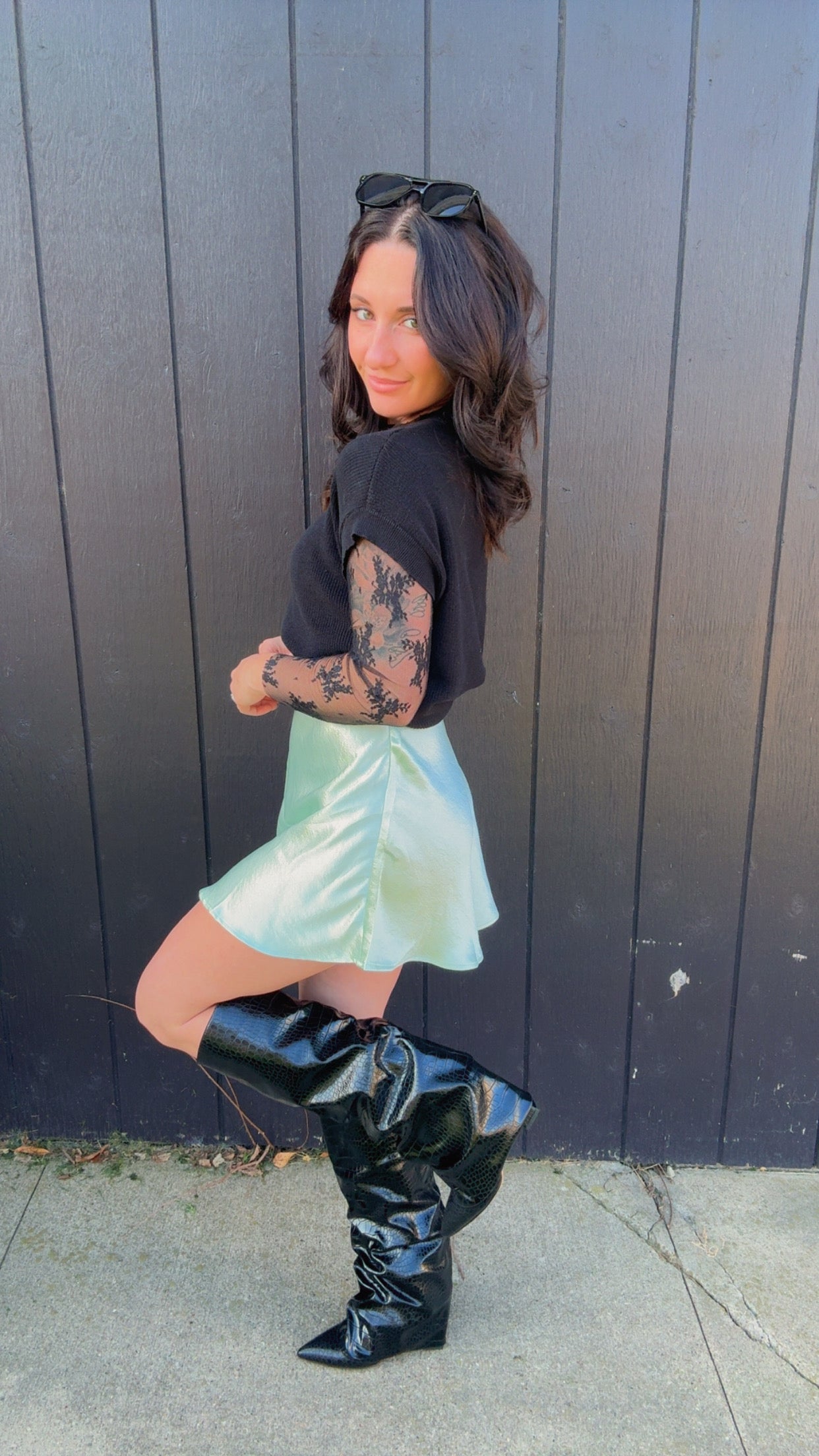 Ellie Skater Satin Mini Skirt
