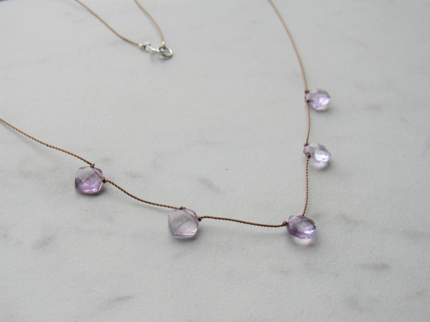 Amethyst 5 Stone Necklace- Peace