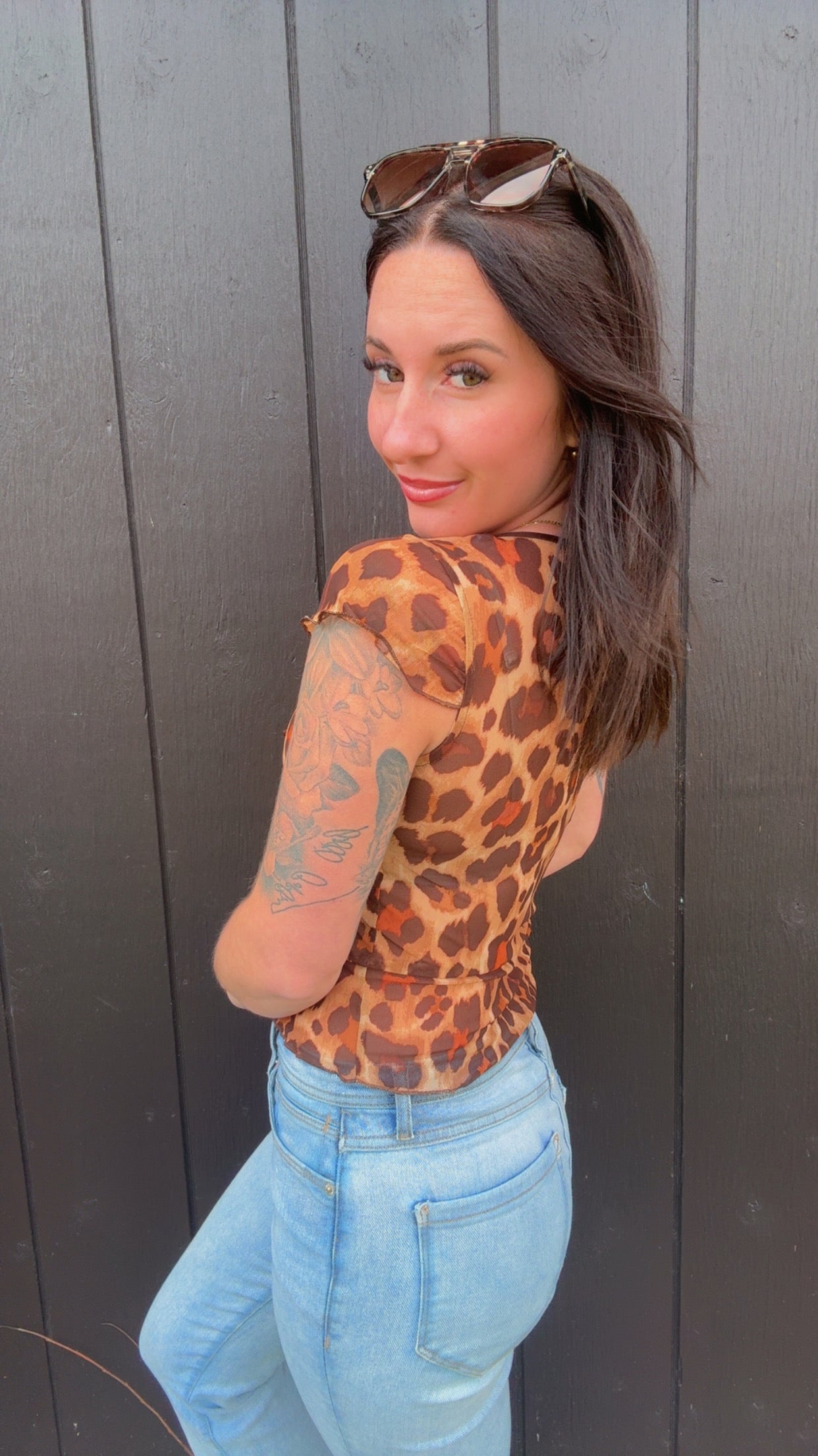 Jada Cap Sleeve Leopard Top