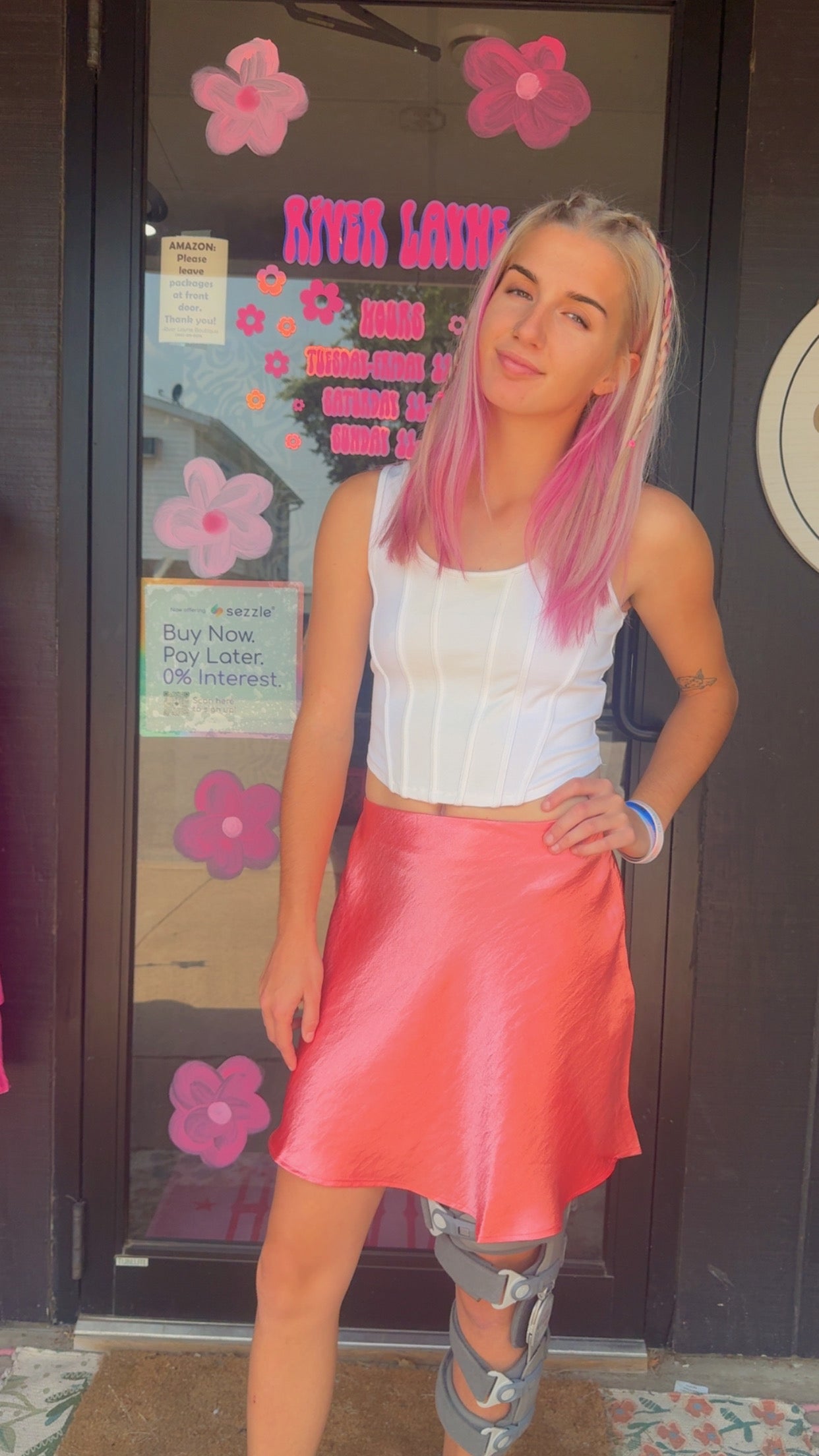 Ellie Skater Satin Mini Skirt