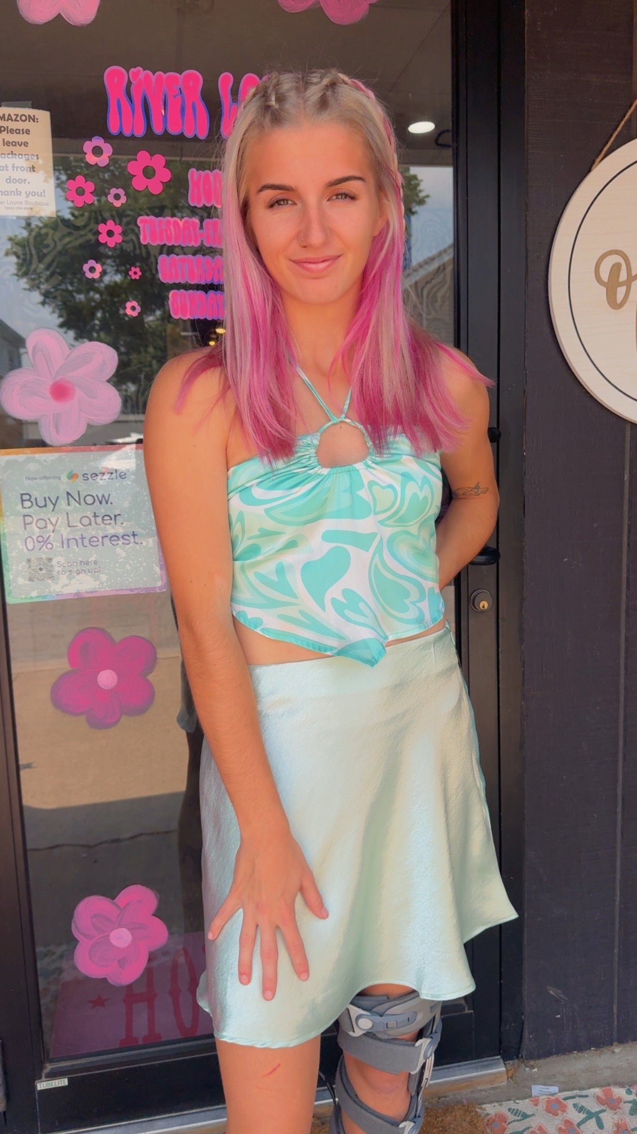 Ellie Skater Satin Mini Skirt