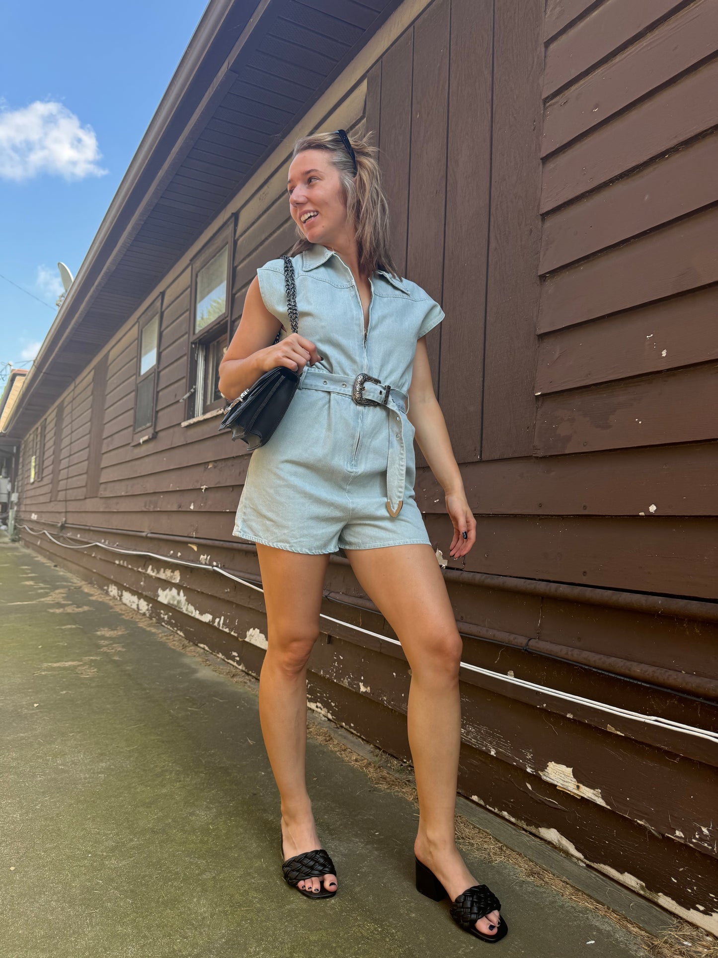 Zayla Zip-Up Belted Romper