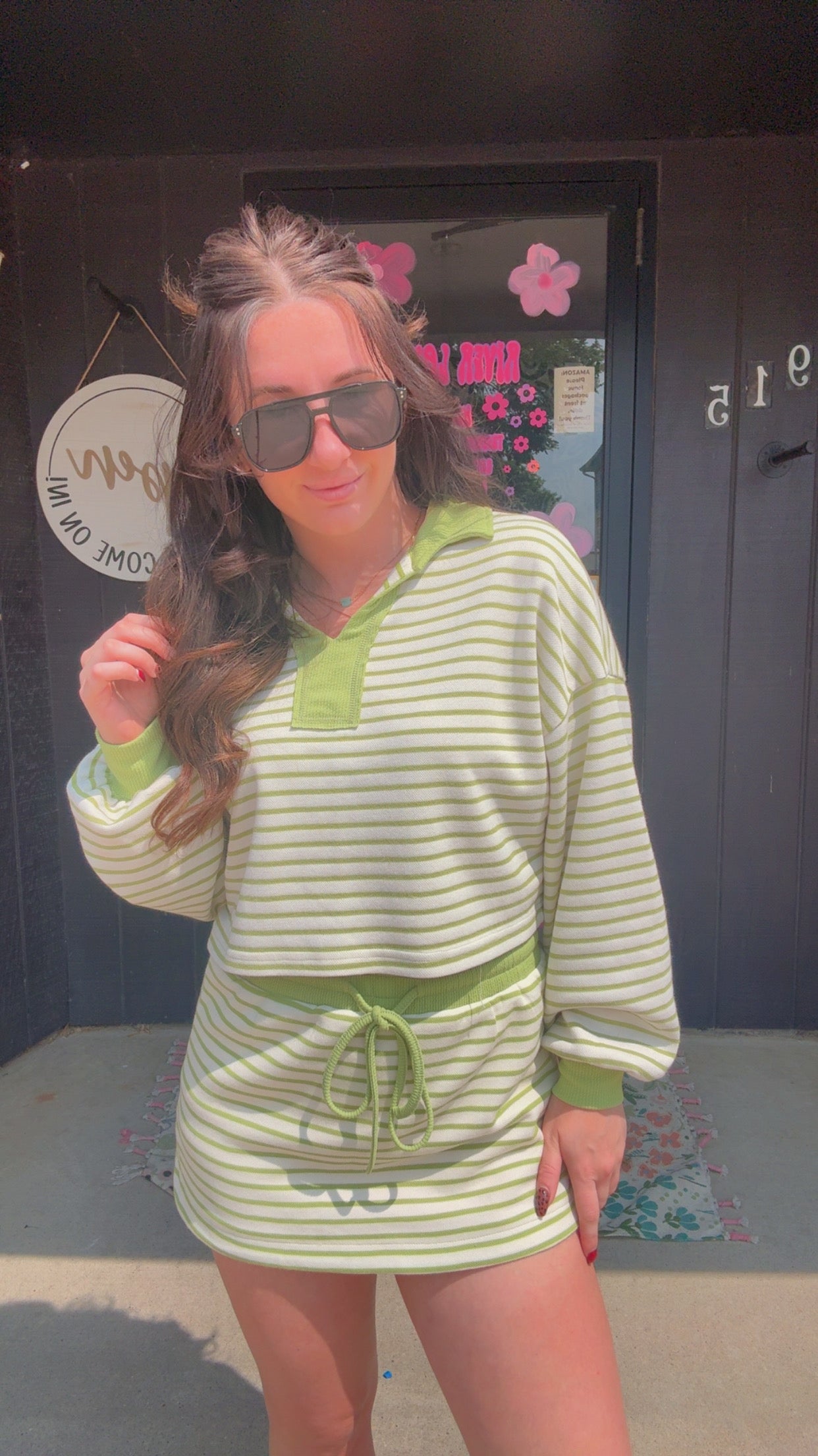 Selena Striped Mini Skort