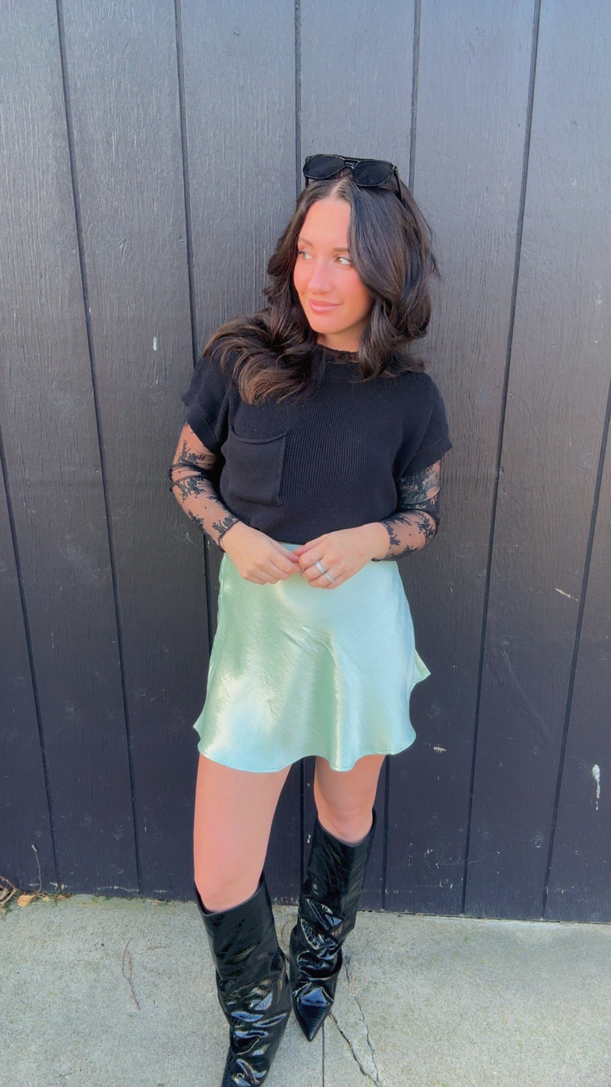 Ellie Skater Satin Mini Skirt