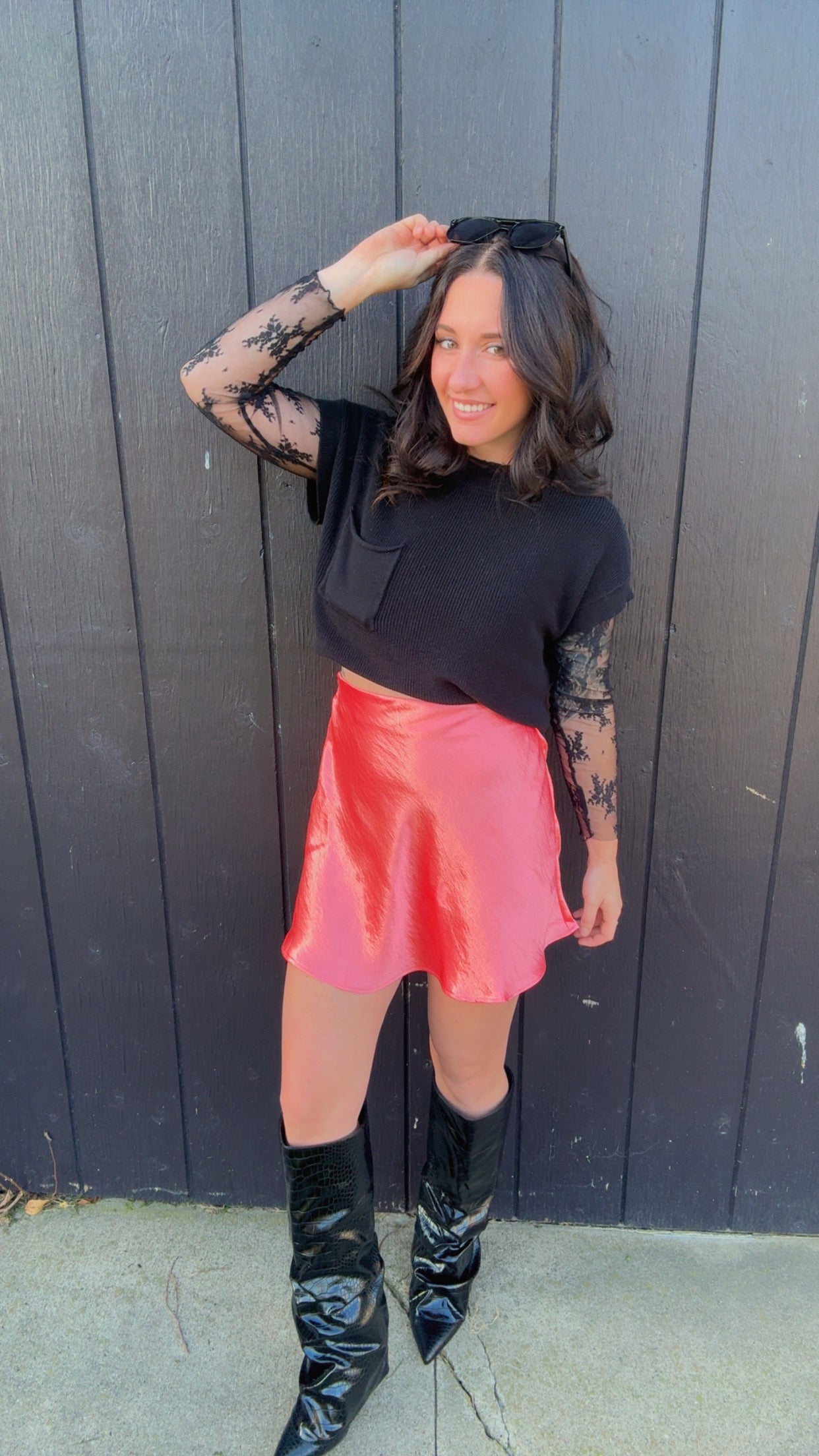 Ellie Skater Satin Mini Skirt