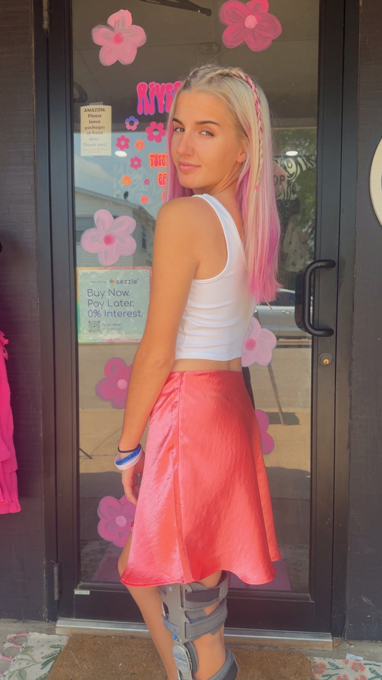 Ellie Skater Satin Mini Skirt