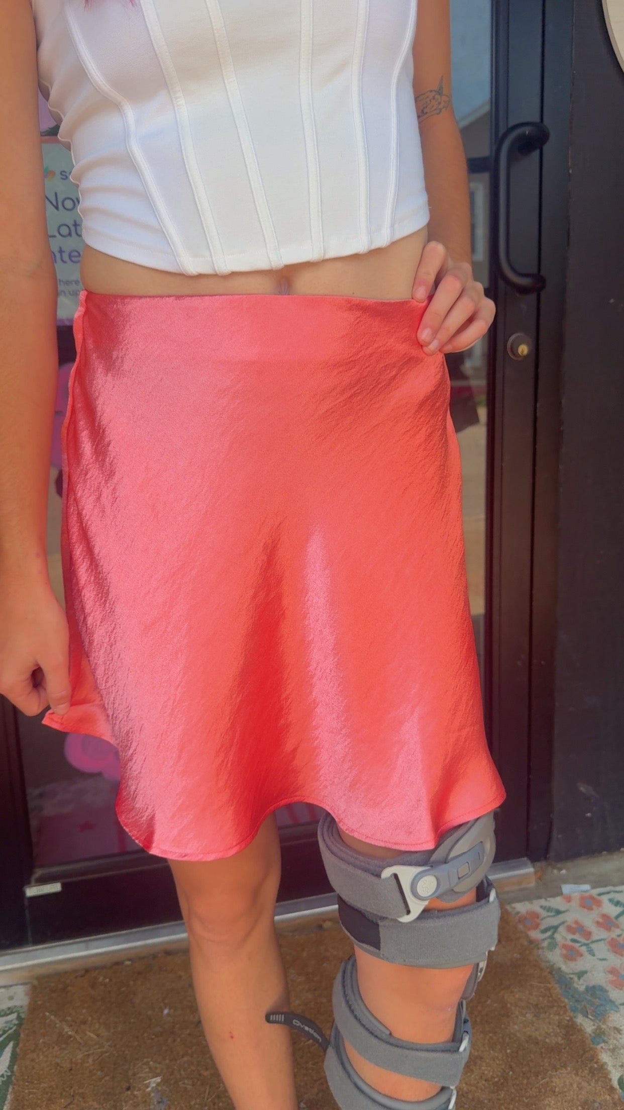Ellie Skater Satin Mini Skirt
