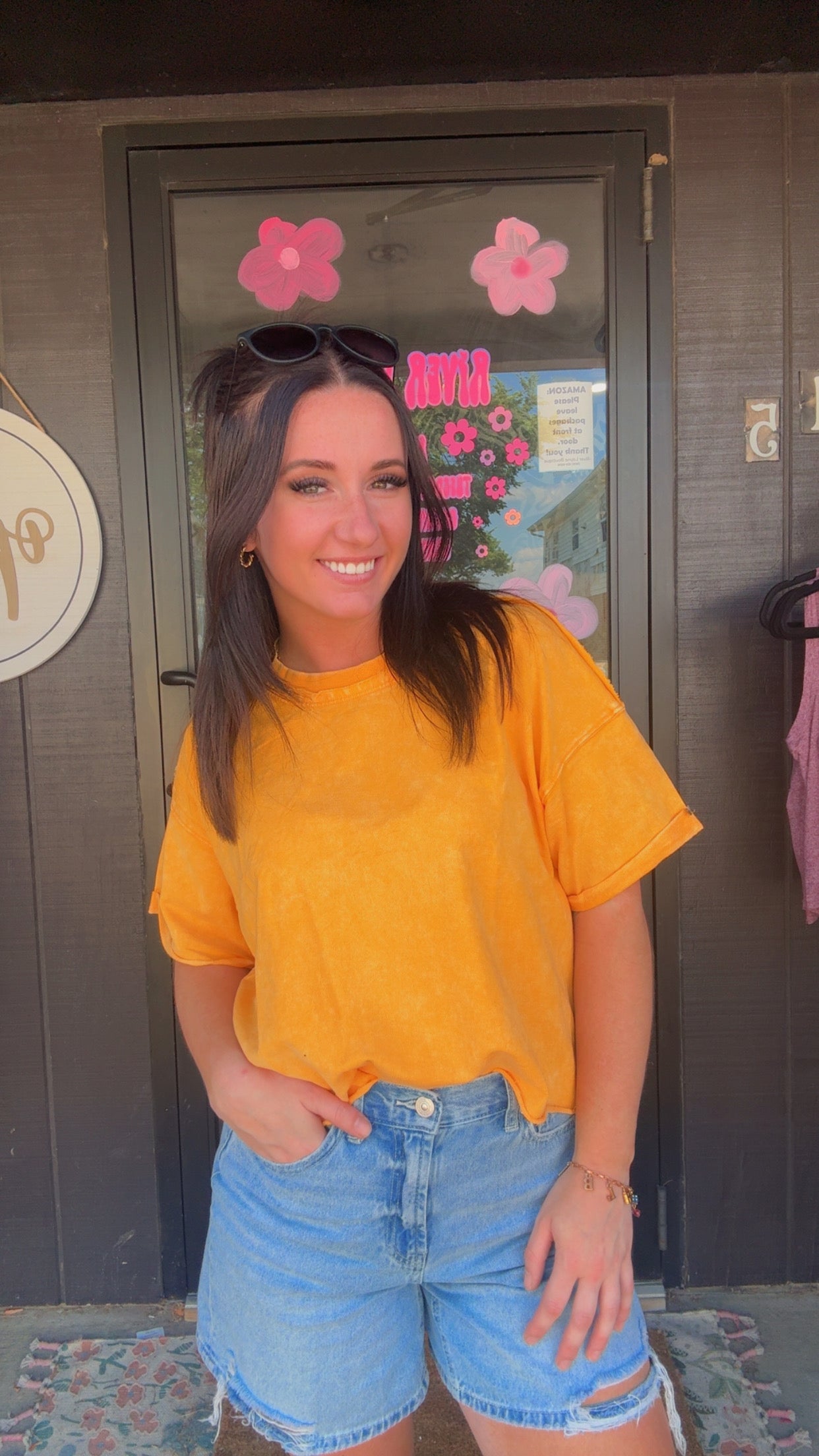 Fiona Acid Wash Raw Edge Crop Top