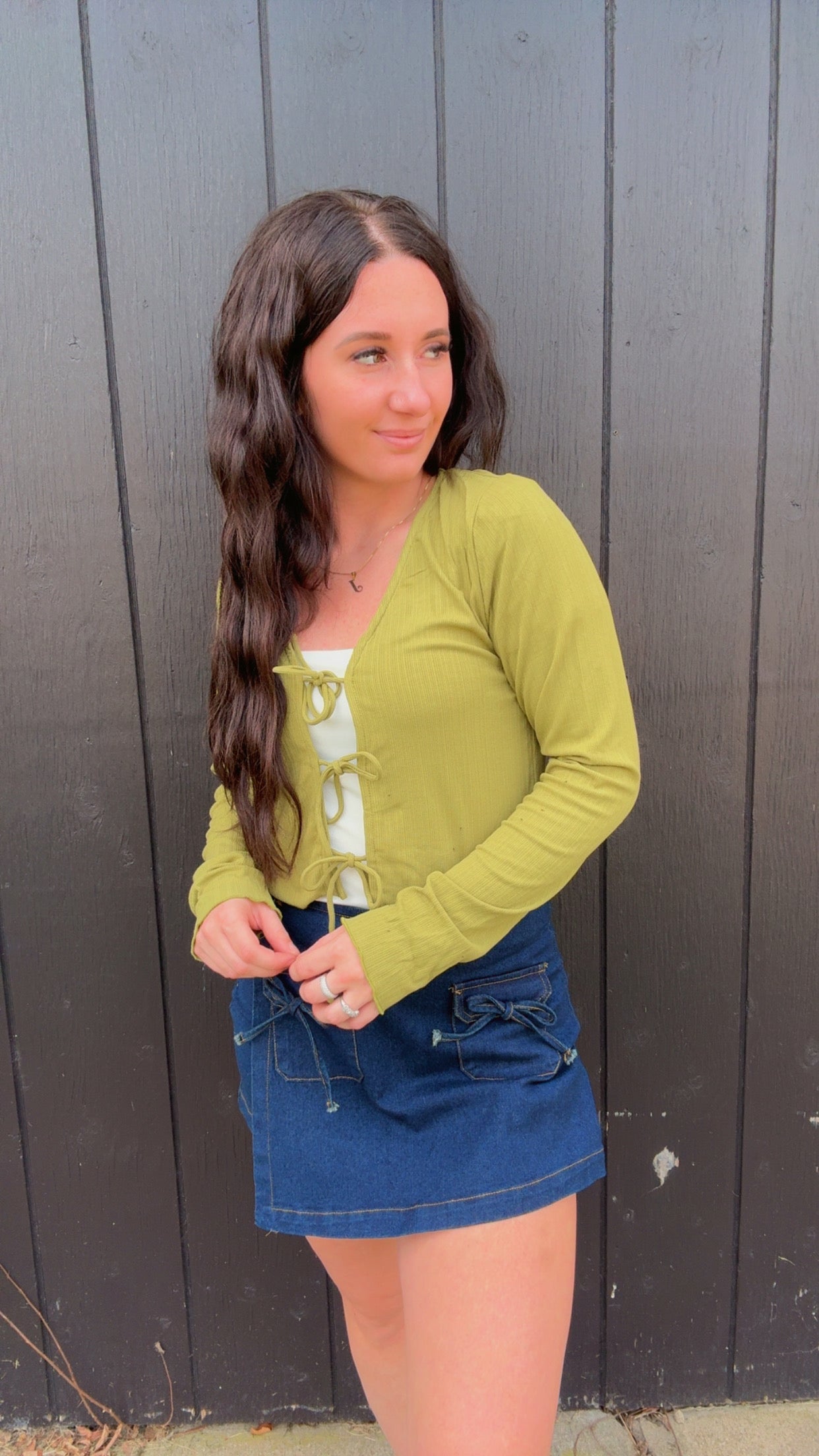 Bailee Bow Tie Long Sleeve Crop Top