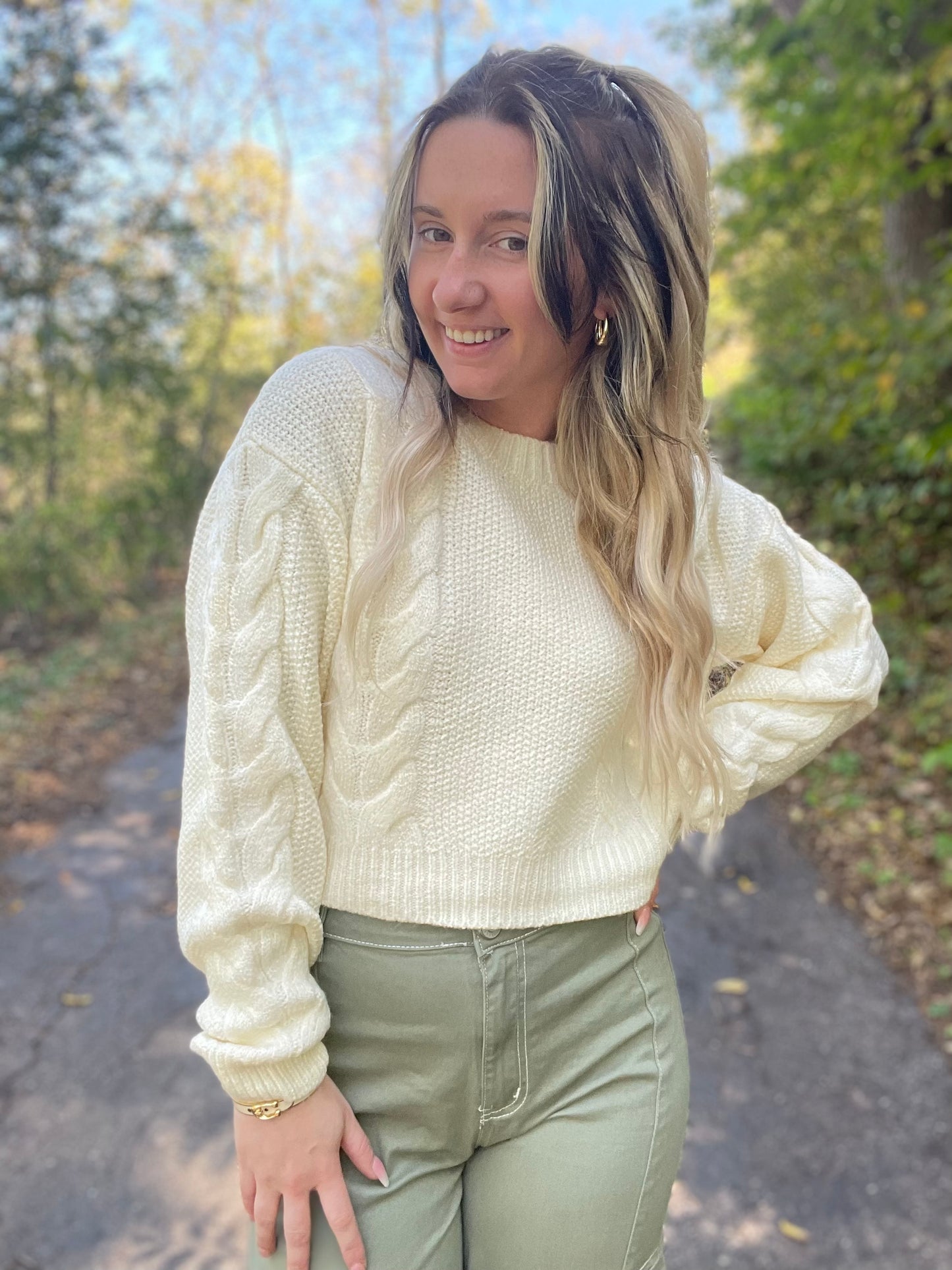 Cameron Cable Knit Cropped Sweater