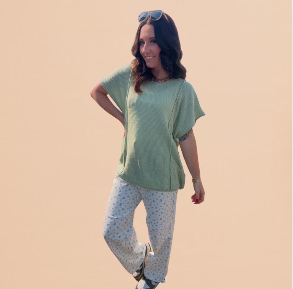 Jazzy Ribbed Knit Pocket Sweater