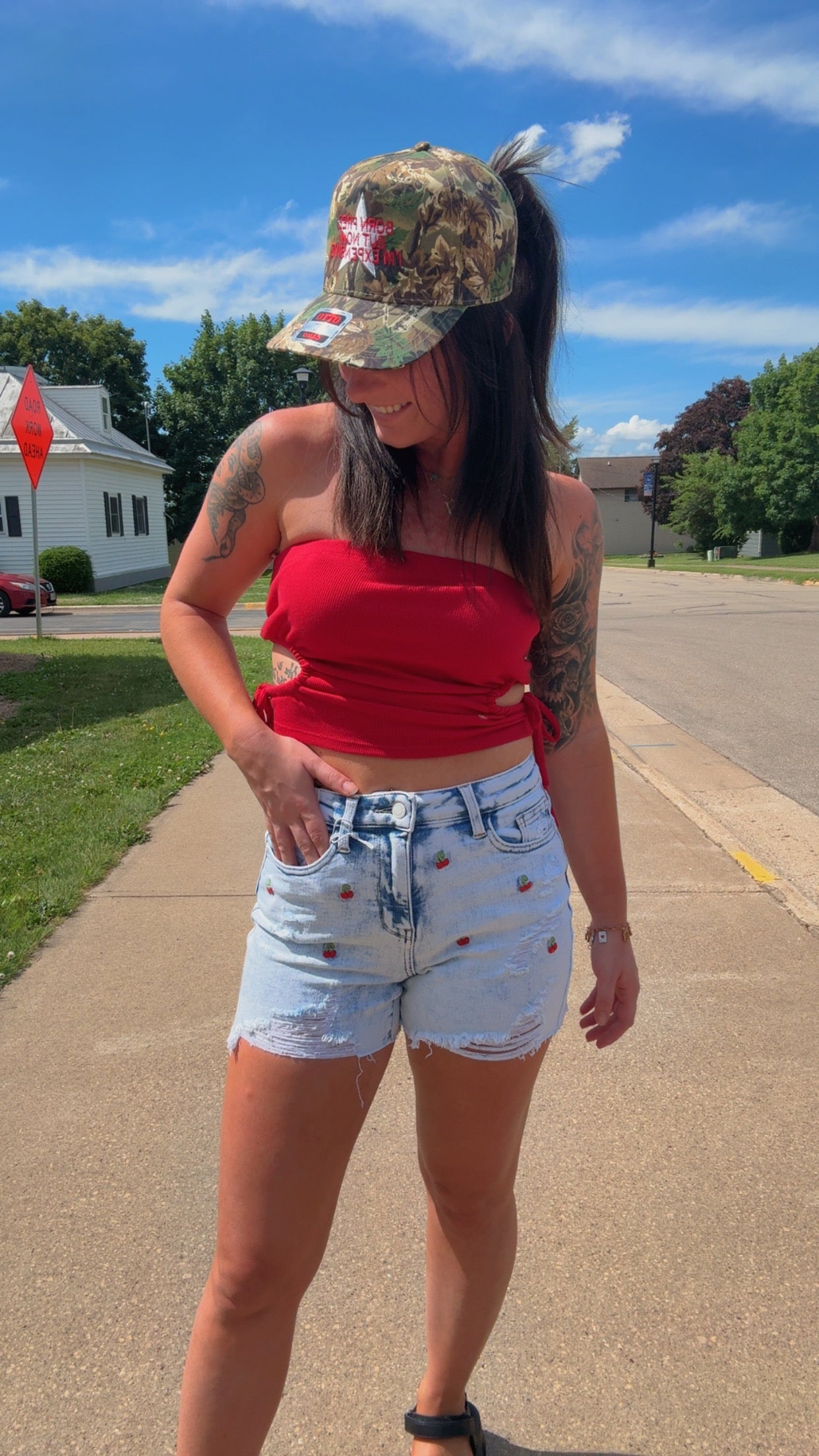 Judy Blue Cherry Acid Wash Shorts