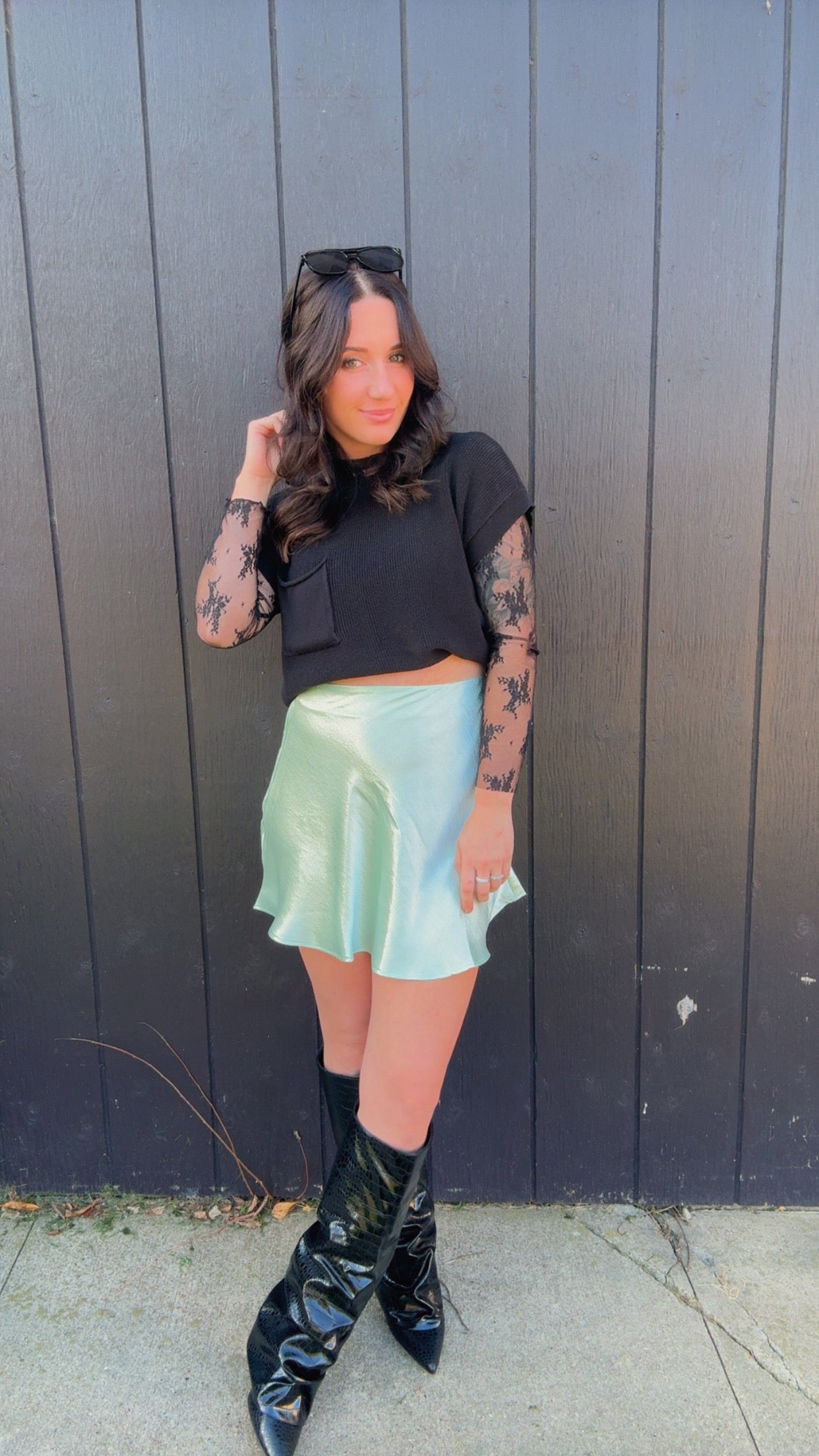 Ellie Skater Satin Mini Skirt