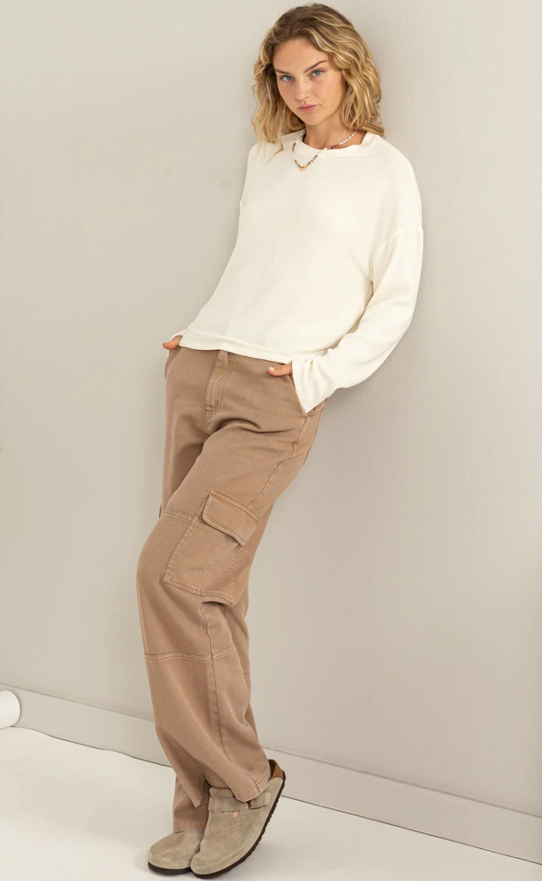 Megan Mineral Washed High-Waisted Cargos