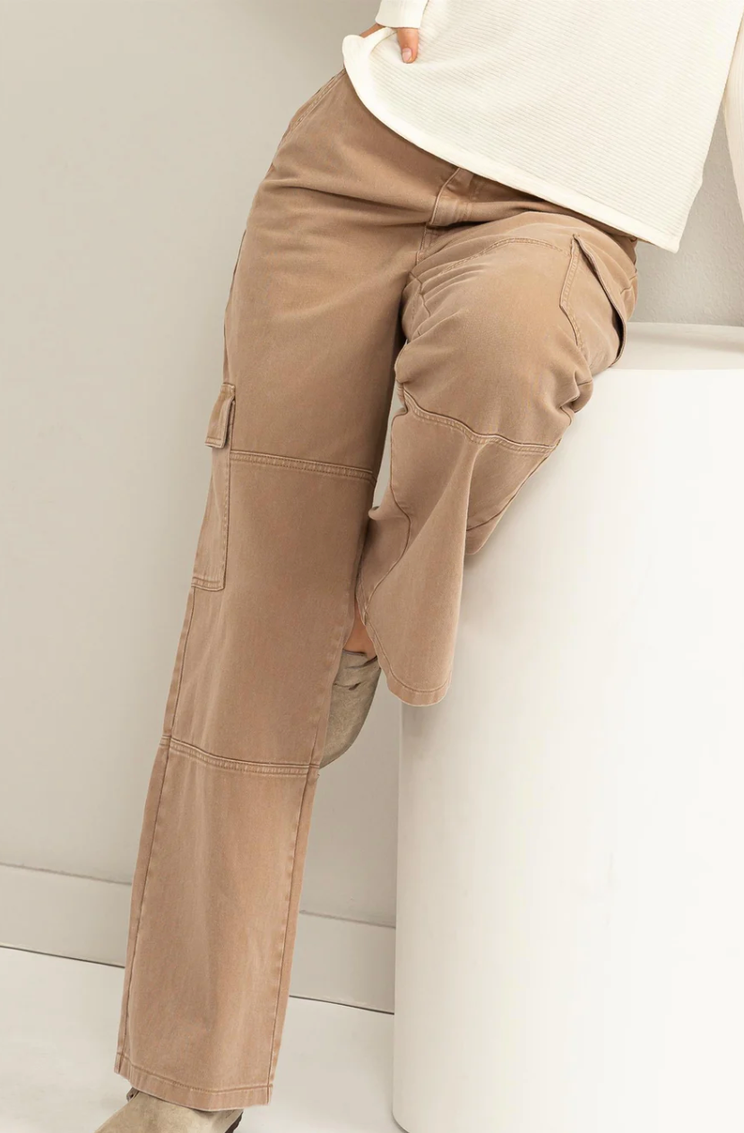 Megan Mineral Washed High-Waisted Cargos