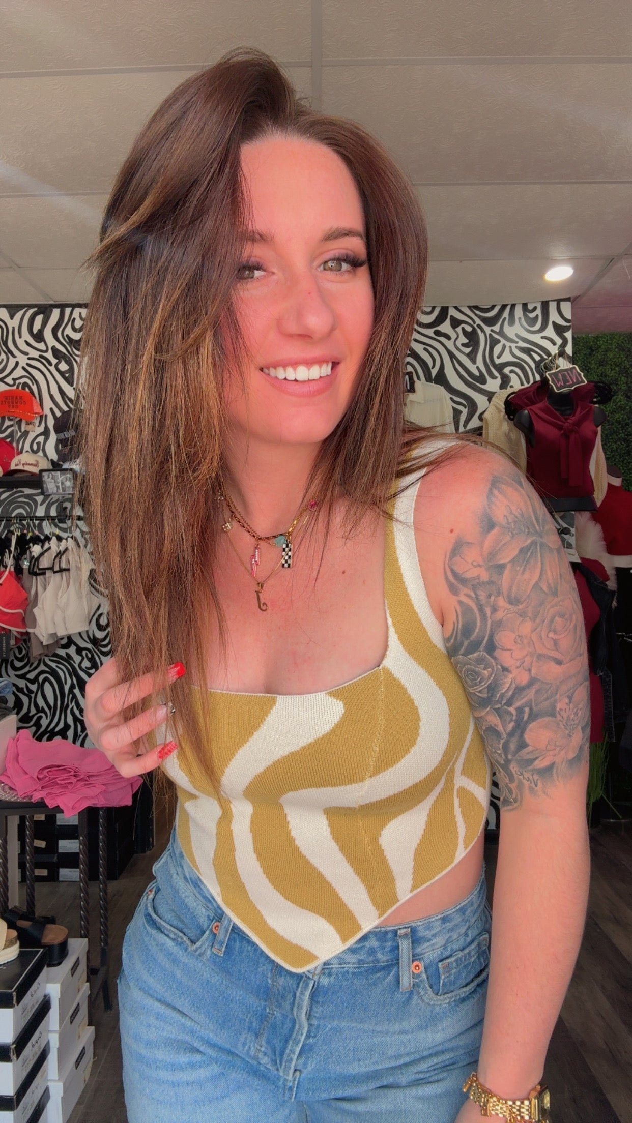 Gracie Graphic Pattern Knit Tank Top