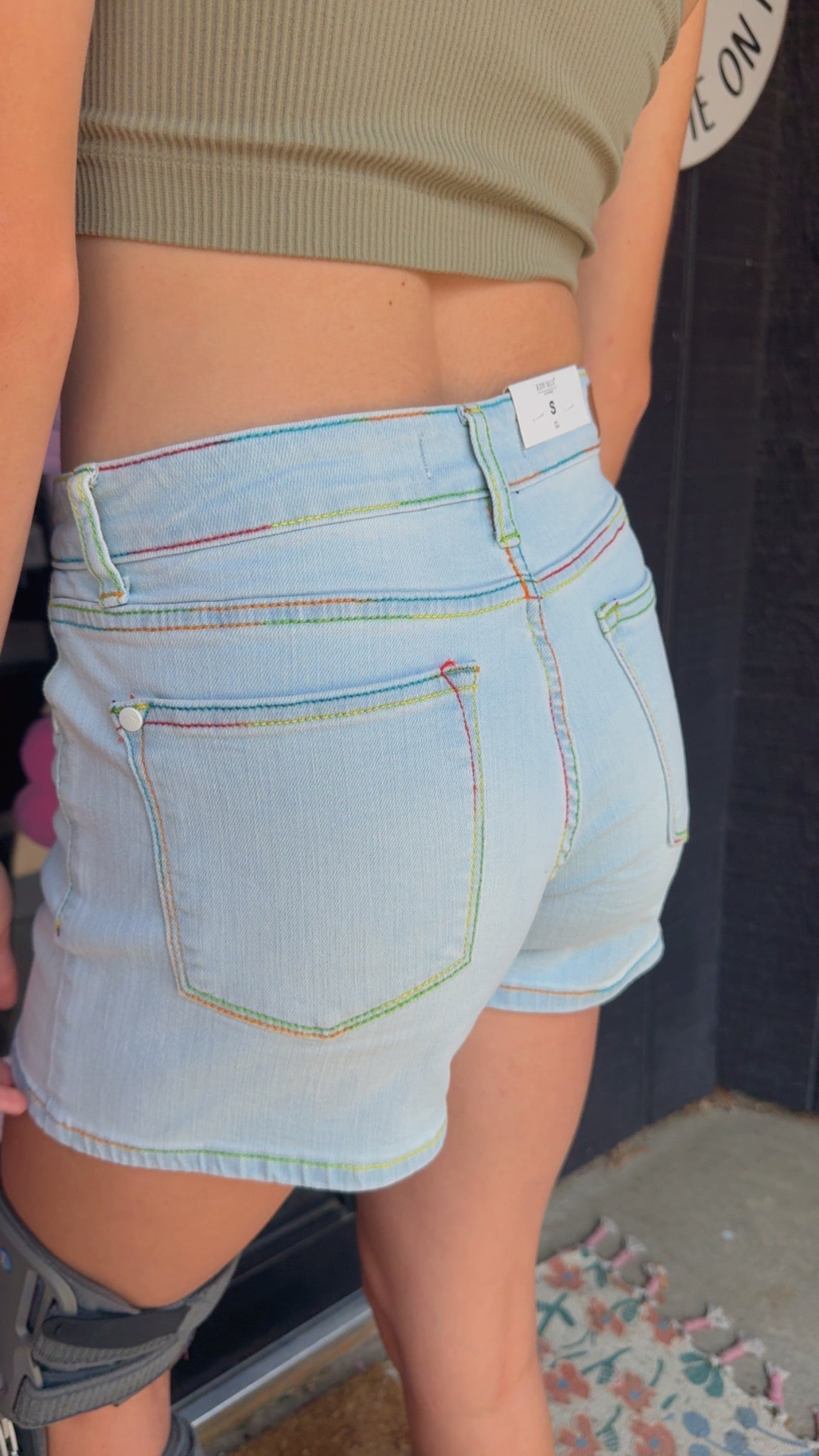 Judy Blue Rainbow Thread Shorts