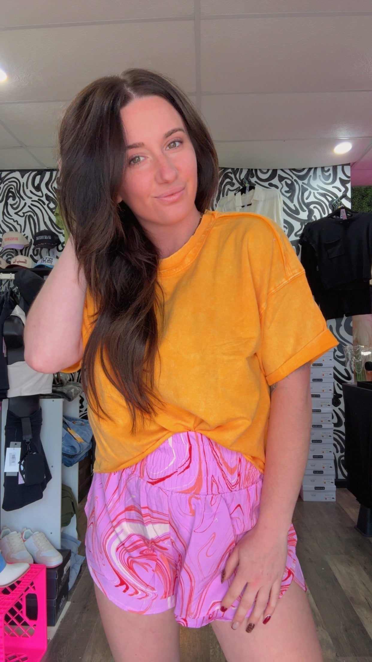 Fiona Acid Wash Raw Edge Crop Top