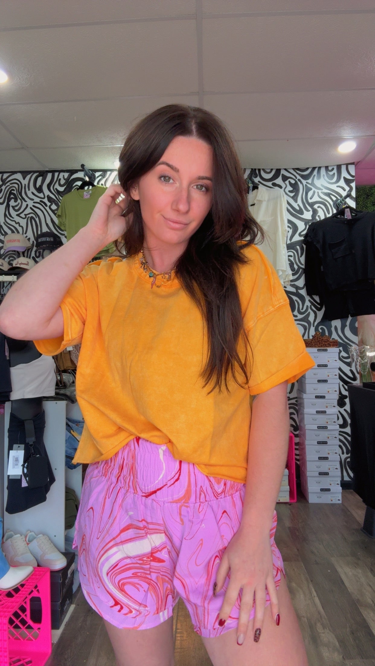 Fiona Acid Wash Raw Edge Crop Top