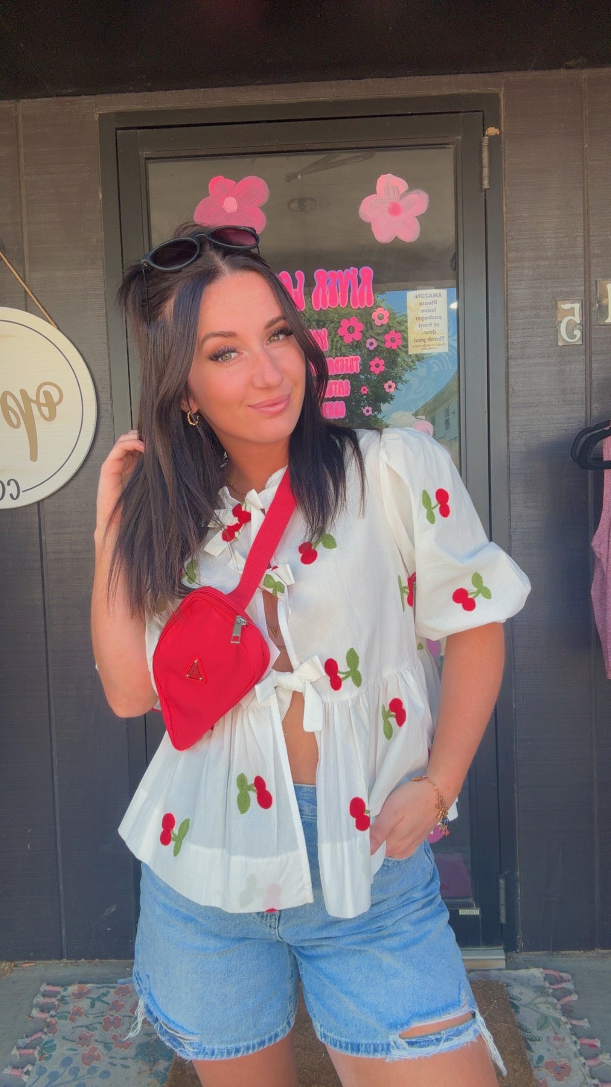 Kori Cherry Tie Top