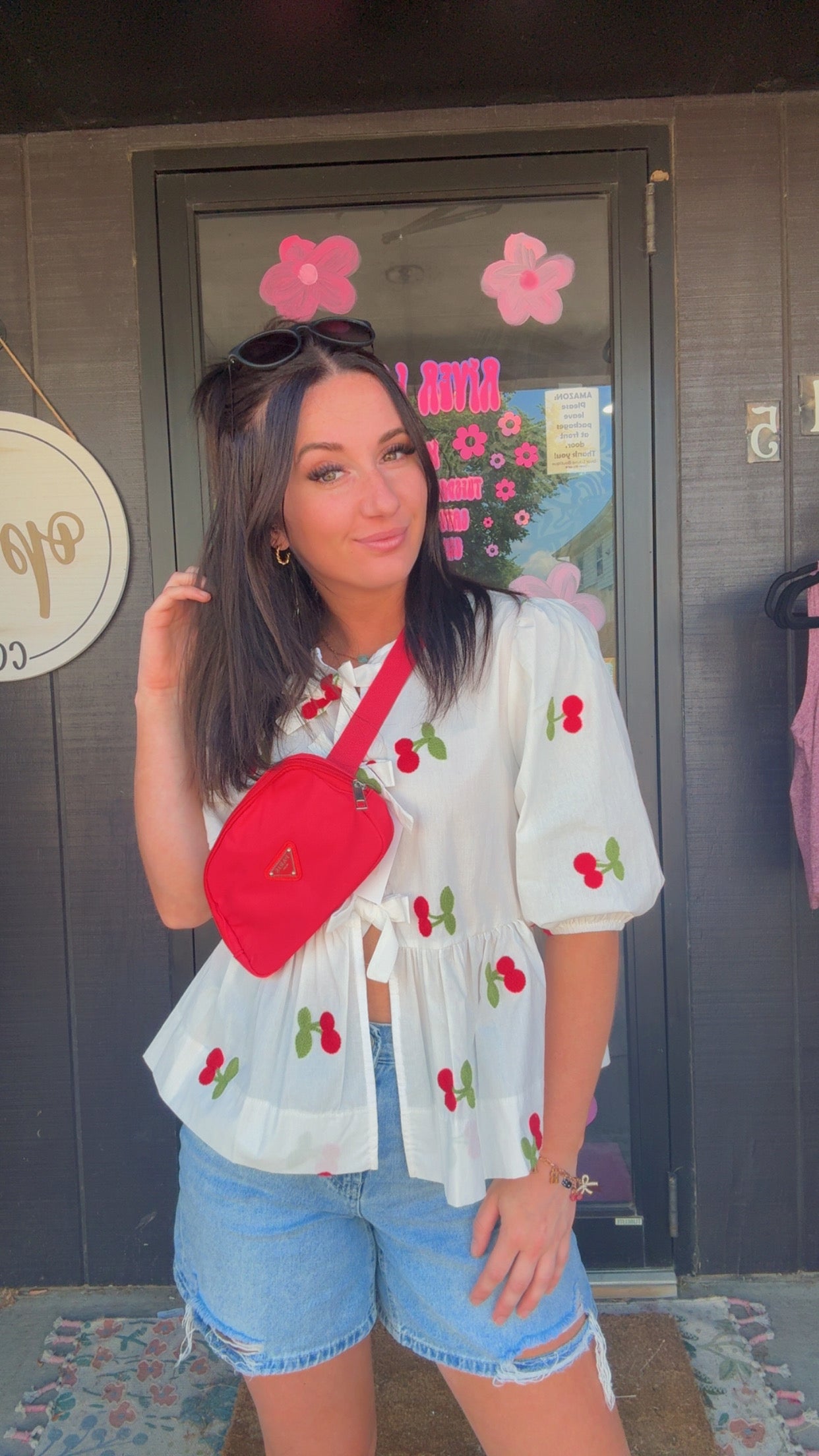 Kori Cherry Tie Top