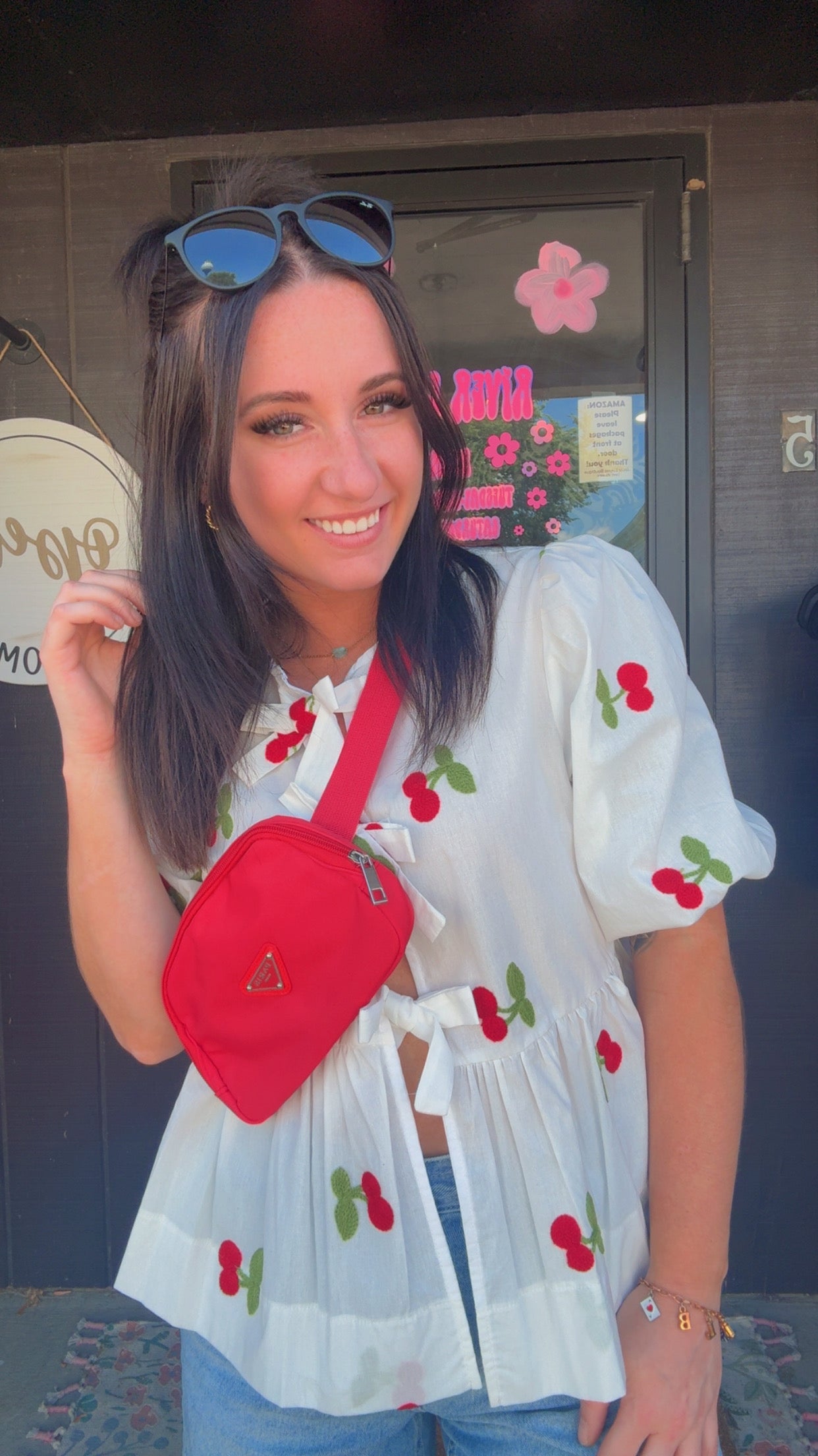 Kori Cherry Tie Top