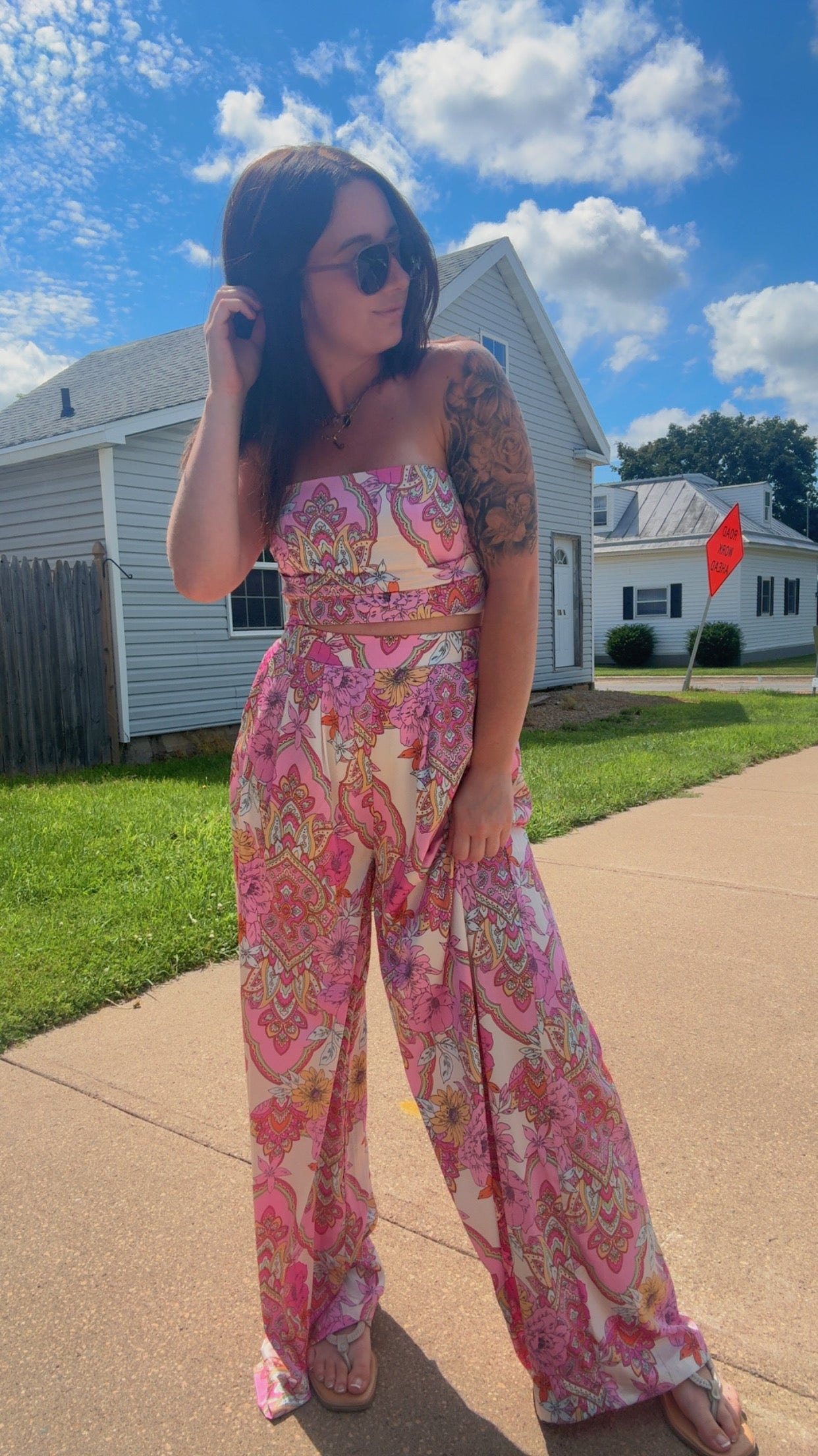 Retro Vintage Bandana Style Floral Pastel Pants