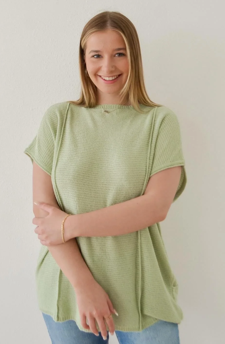 Jazzy Ribbed Knit Pocket Sweater