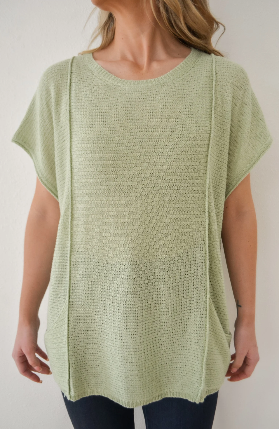 Jazzy Ribbed Knit Pocket Sweater
