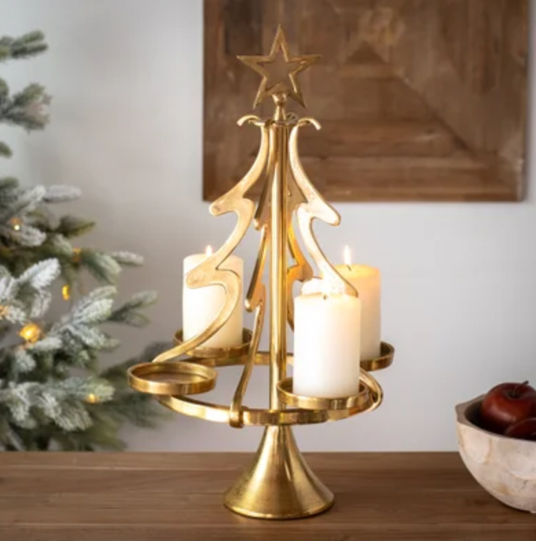 ALUM TREE W/4 PILLAR HOLDERS