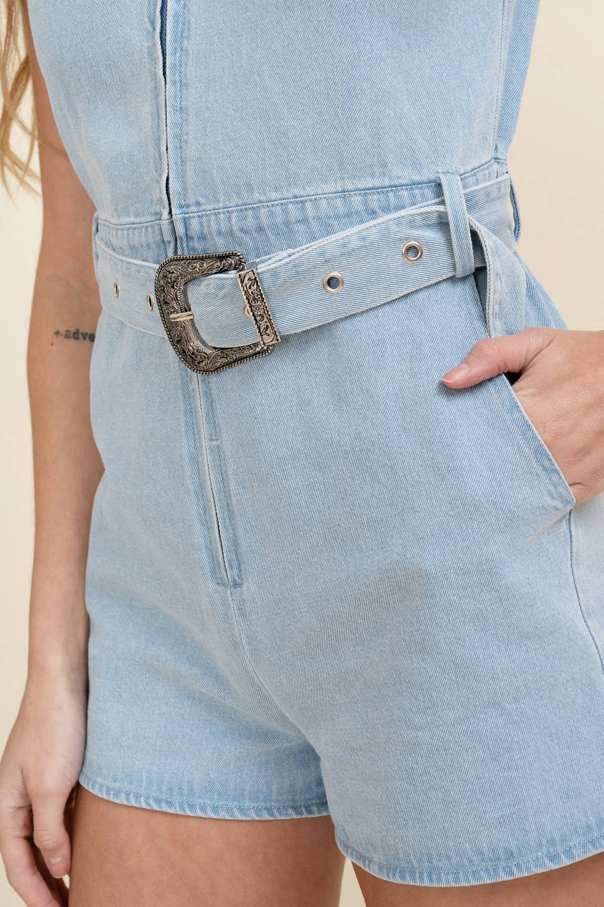 Zayla Zip-Up Belted Romper