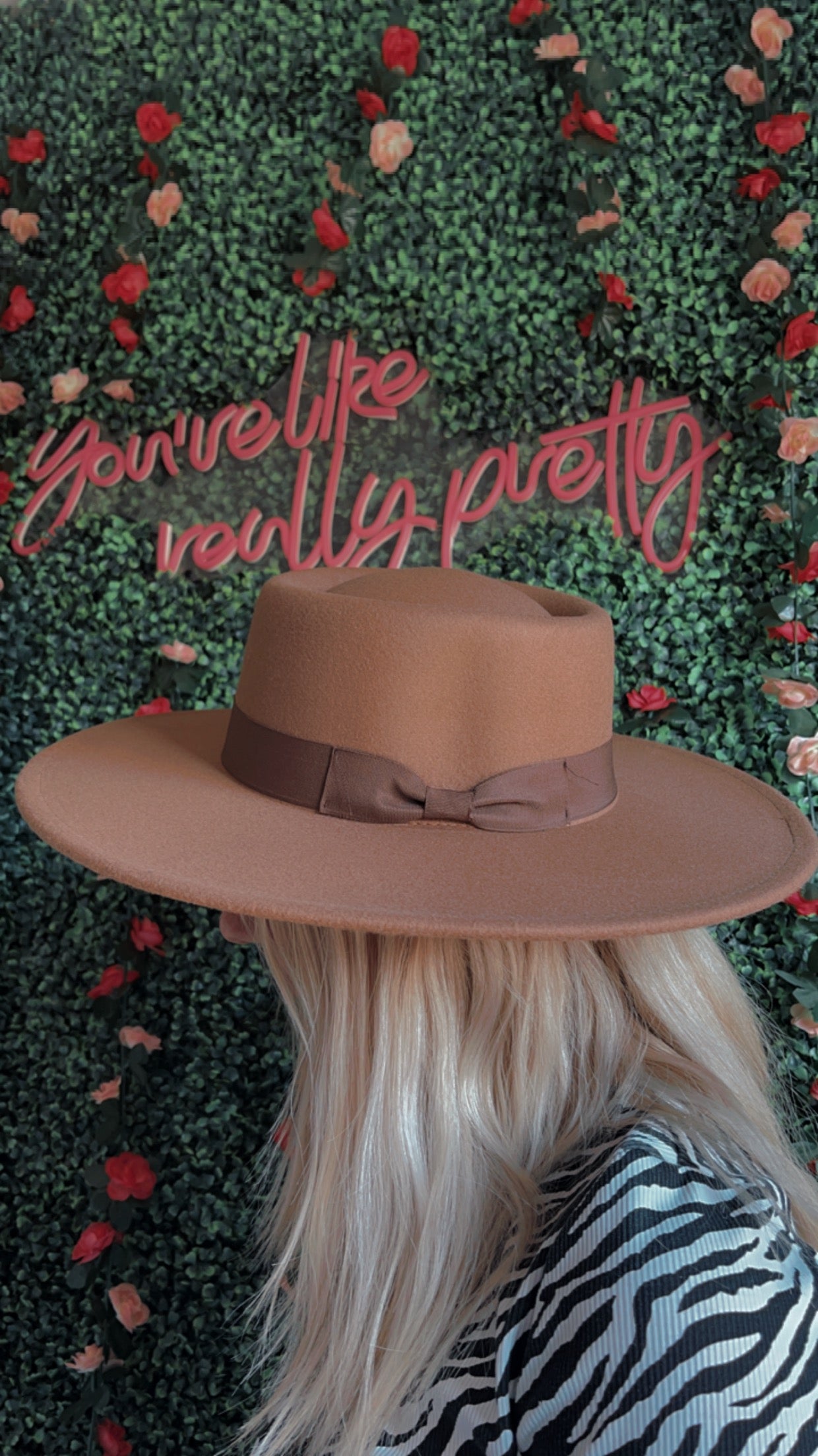 Flat brim hat with contrast trim