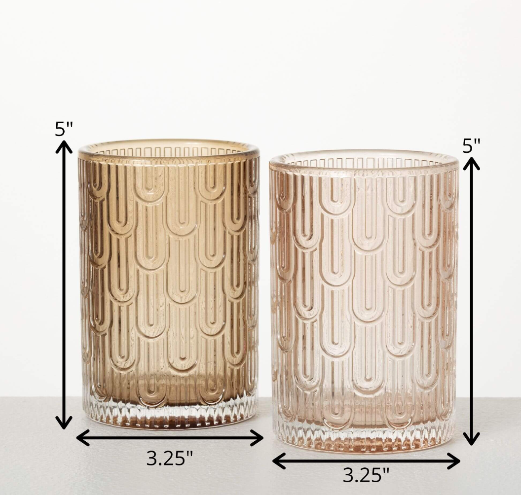 BLUSHING GLASS CANDLE HOLDERS