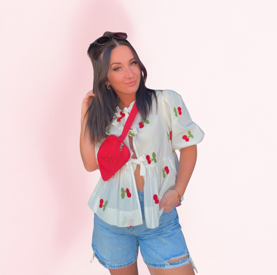 Kori Cherry Tie Top