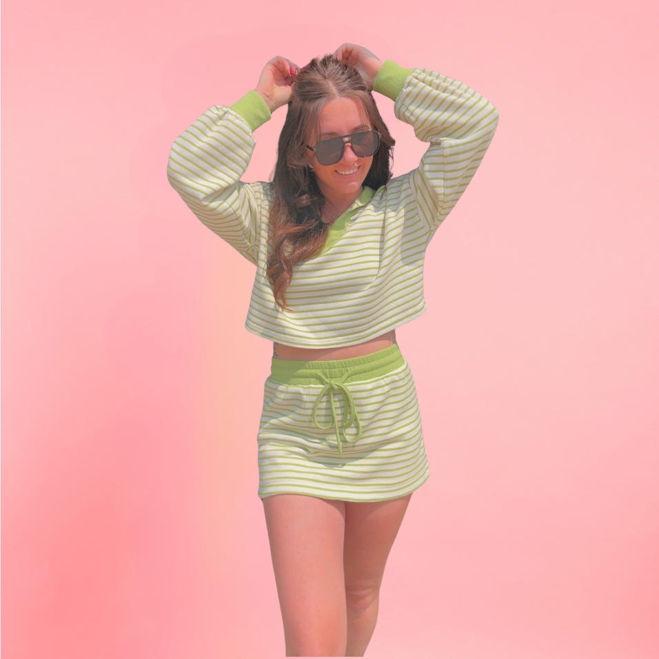 Selena Striped Mini Skort