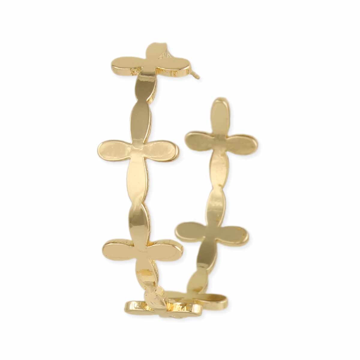 Gold Cross Hoop Earring