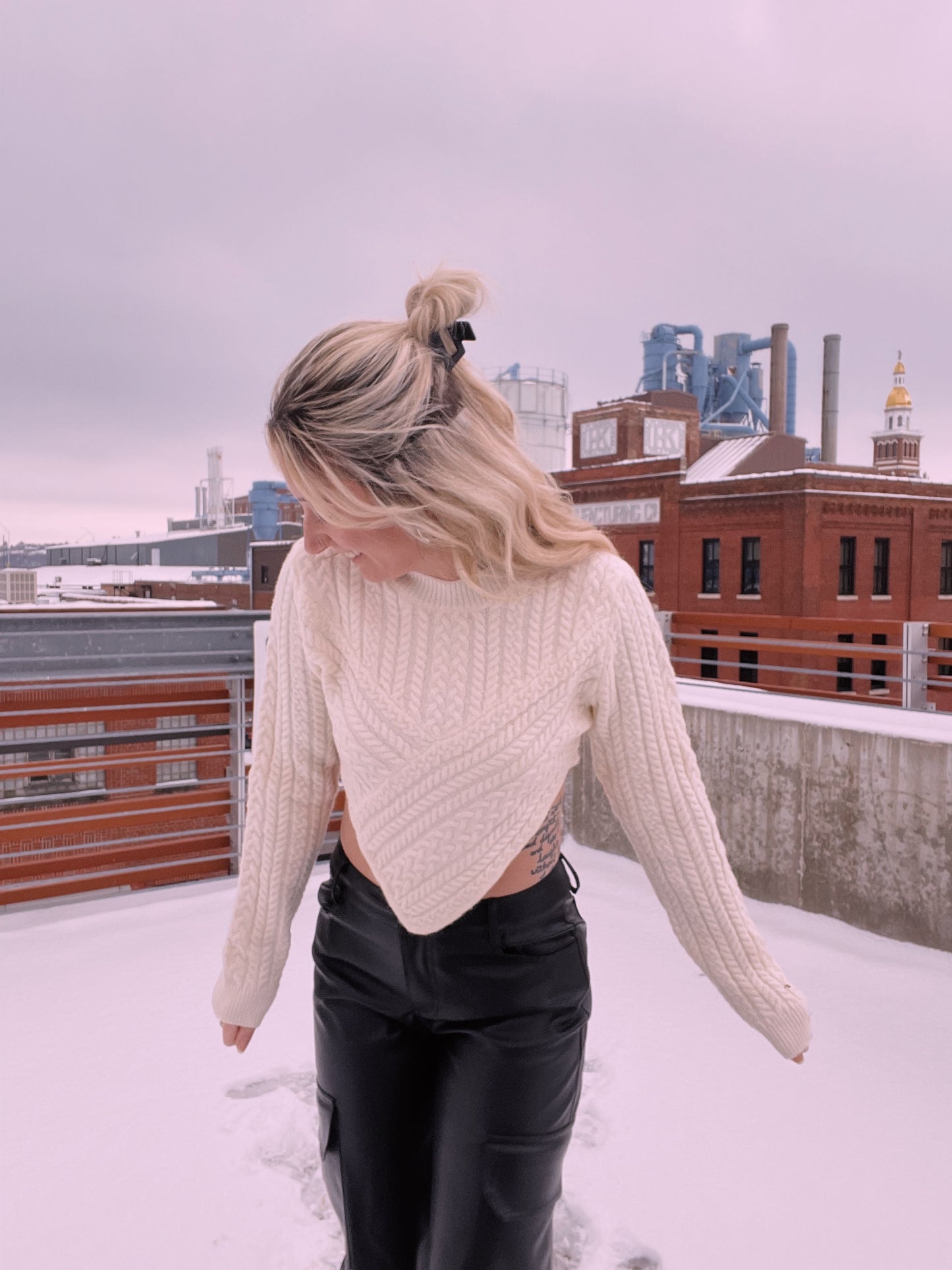 Be My Valentine Asymmetric Cable Knit Top