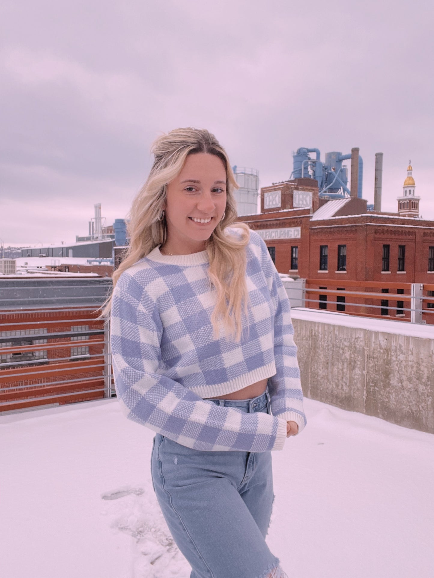 Yoni Checker Plaid Sweater Top