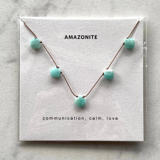 Amazonite 5 Stone Necklace- Communication