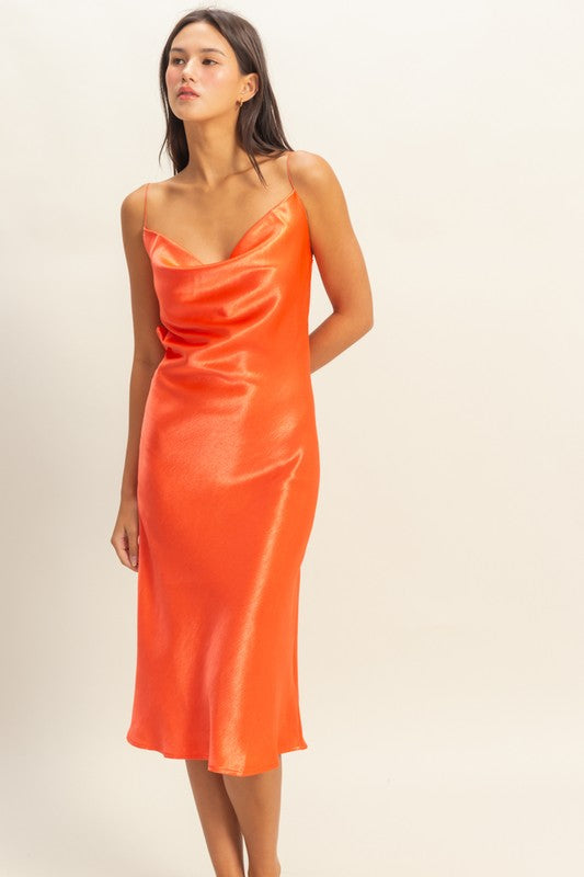 Talia Satin Midi Dress