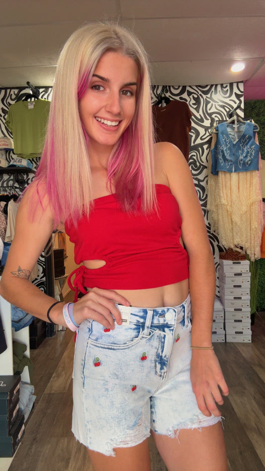 Judy Blue Cherry Acid Wash Shorts