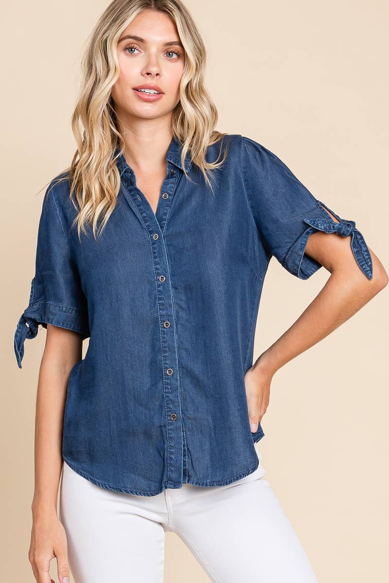 Lyssa Chambray Button Down Top