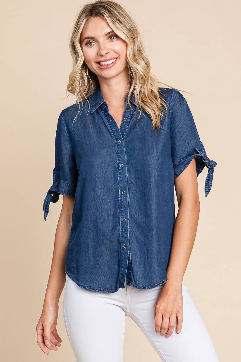 Lyssa Chambray Button Down Top