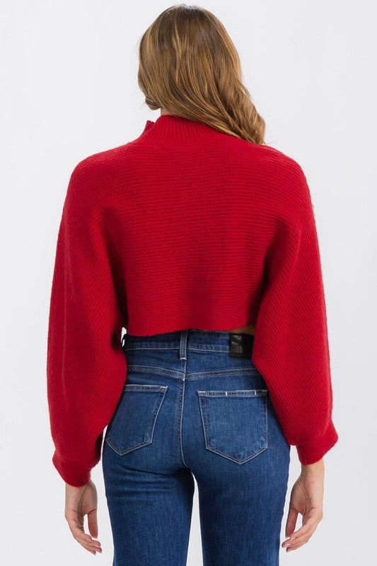 Mallory Mock Neck Cropped Sweater