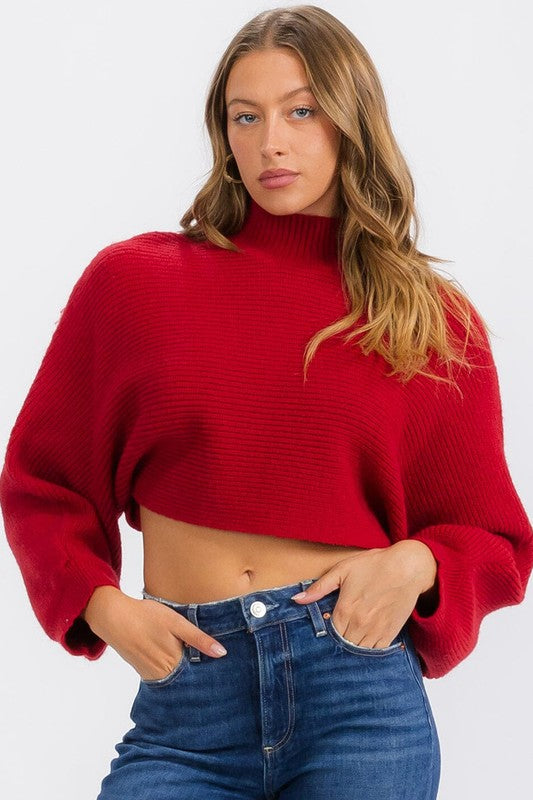 Mallory Mock Neck Cropped Sweater